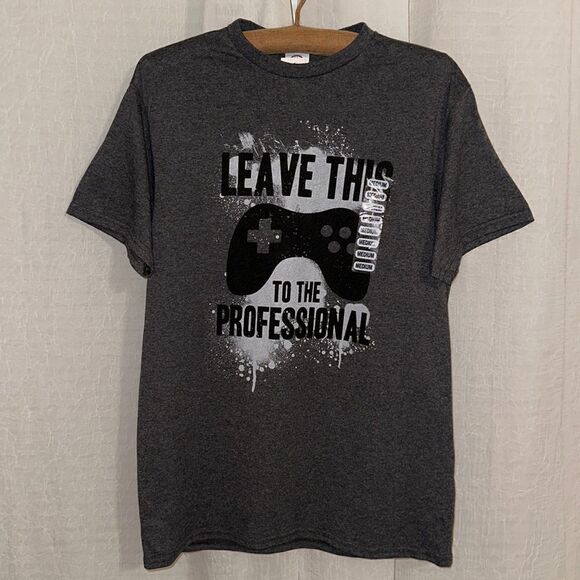 Delta M Charcoal Gray Silver Black Gaming Short Sleeve Cotton Blend Tee - Picture 1 of 12